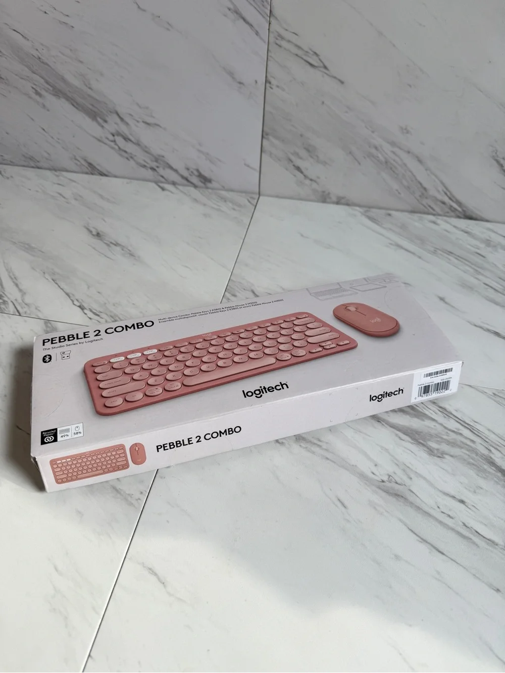 NIB Logitech Pebble 2 Combo Rose Pink Wireless Keyboard & Mouse Set Bluetooth